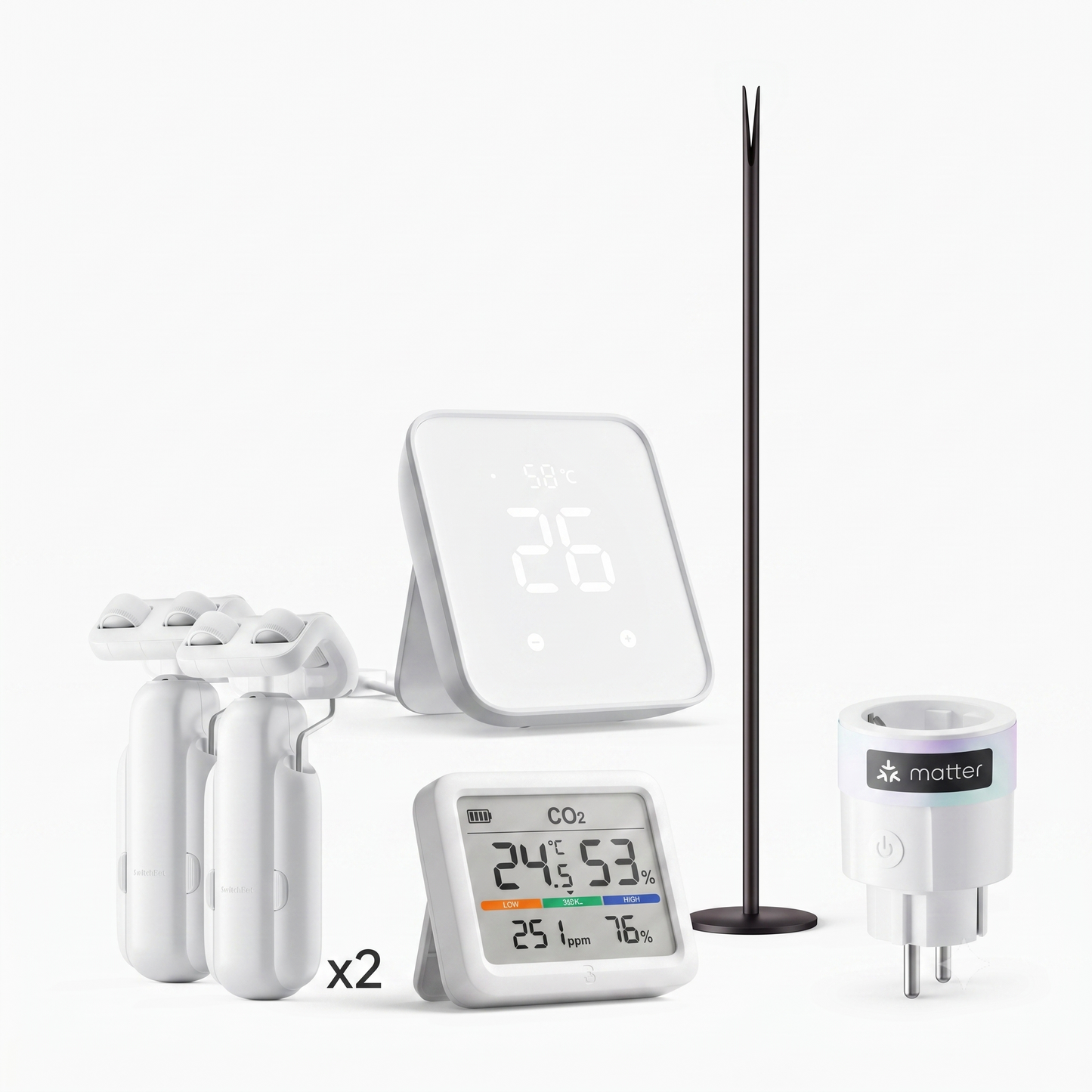 SwitchBot Smart Lägenhet Paketet - Curtain 3 x2, Floor Lamp, Meter Pro, Plug Mini & Hub 2