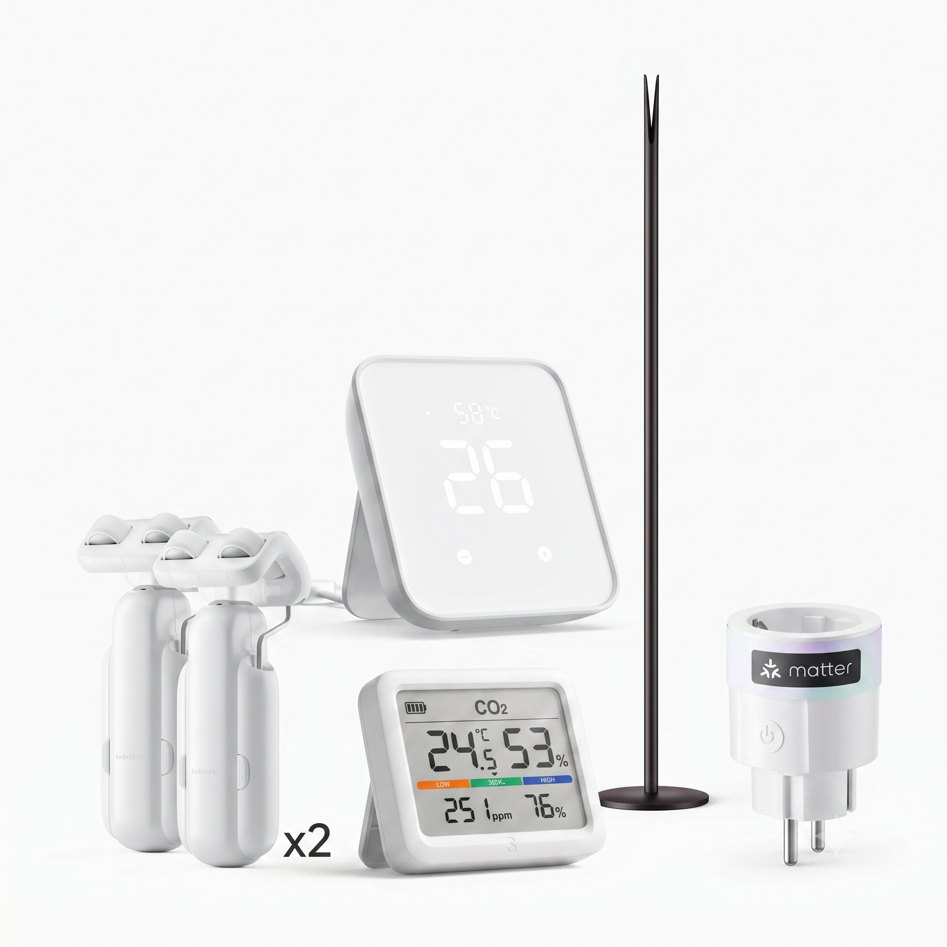 SwitchBot Smart Lägenhet Paketet - Curtain 3 x2, Floor Lamp, Meter Pro, Plug Mini & Hub 2