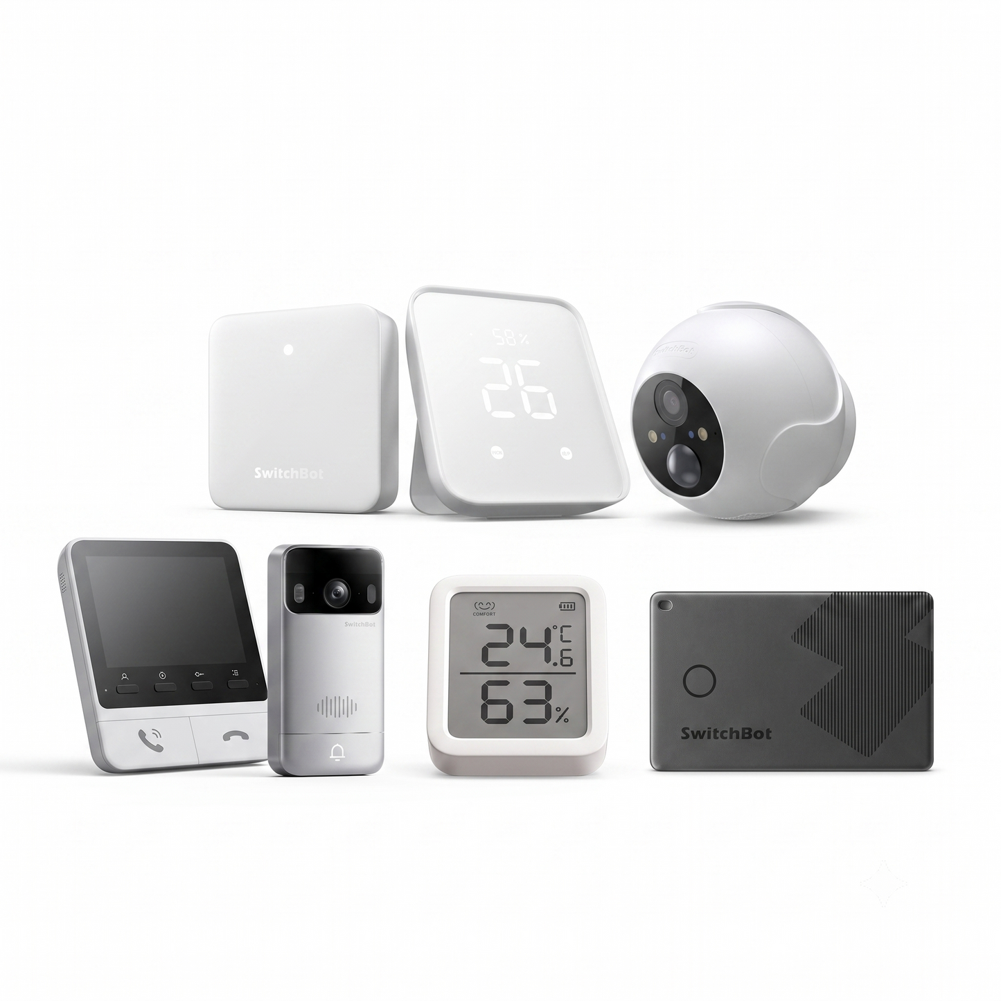 SwitchBot Smart Villa Paketet - Video Doorbell, Spotlight Cam, Meter Plus, Wallet Finder & Hub 2