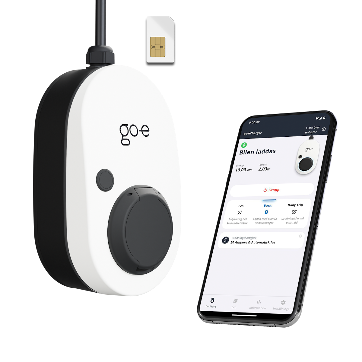 go-e Gemini Flex 2.0 (4G) med laddkabel